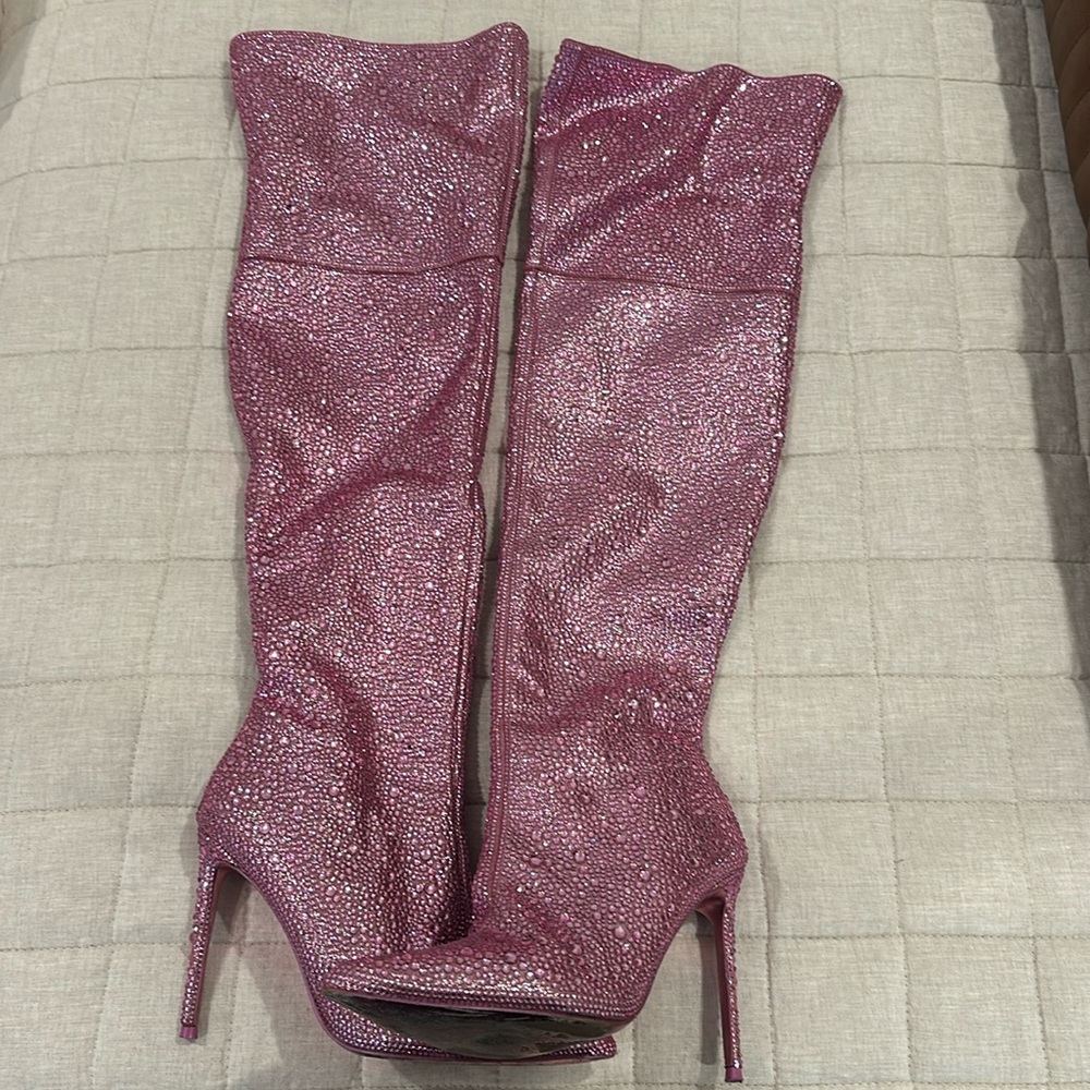 COPY - Steve Madden VIVIANNE Over the knee pink rhinestoned boots
